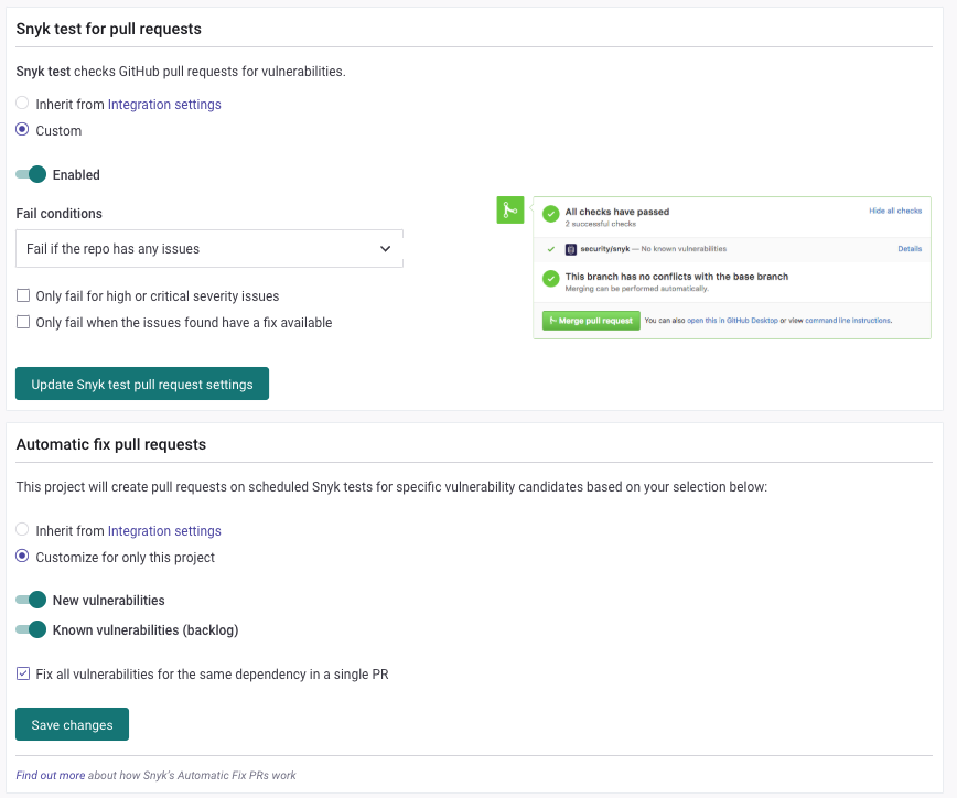 Snyk GitHub integration