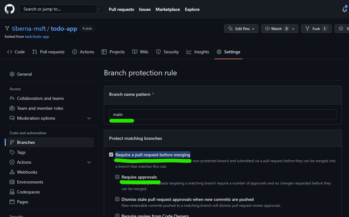 Create rule screen